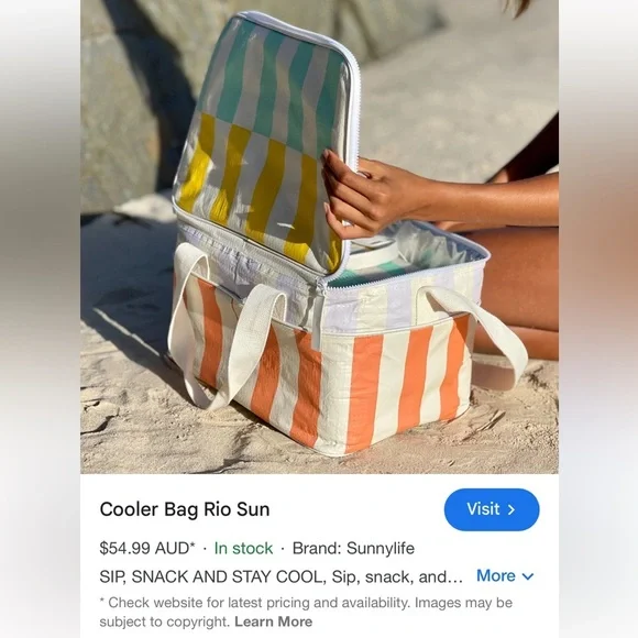 Sunnylife Multicolor Striped Cooler Bag NWT - Picture 7 of 7